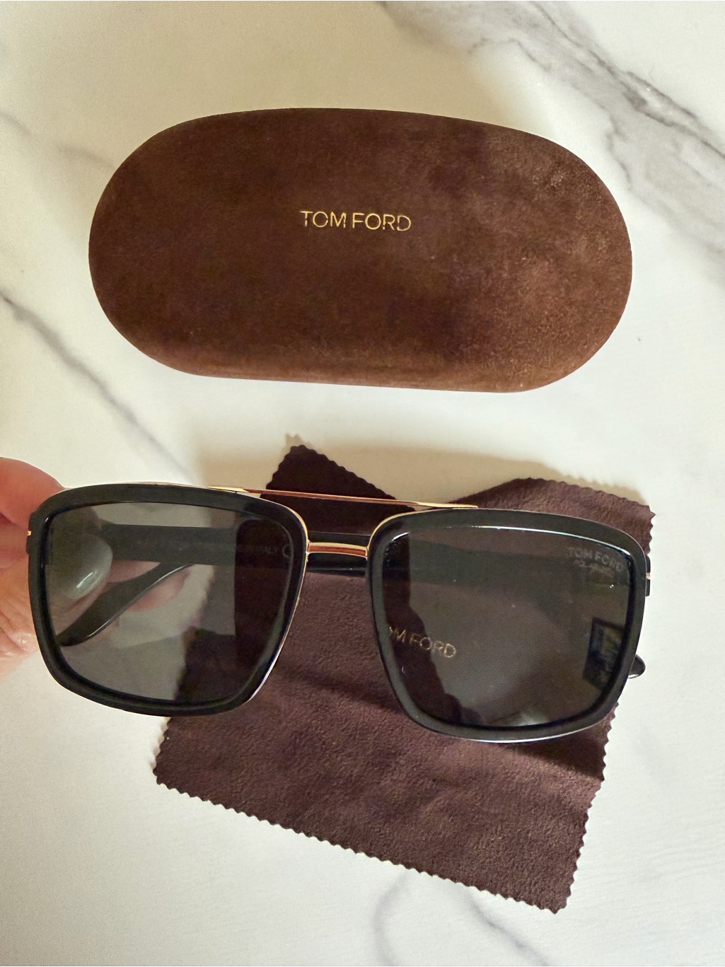 Slightly Used Tom Ford Square Sunglasses/Grey Lenses With Original Case